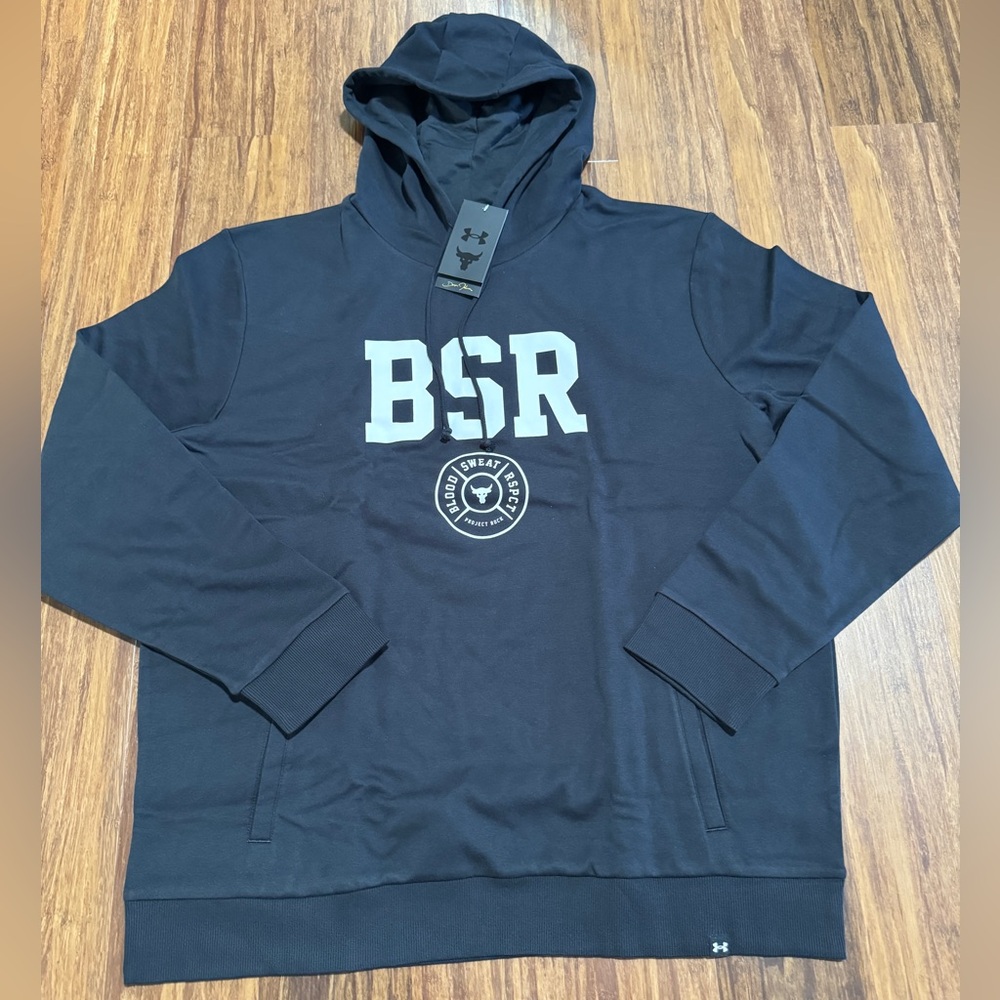 NEW Under Armour Project Rock BSR Hoodie Graphic Print Men's 2XL Loose Fit Black